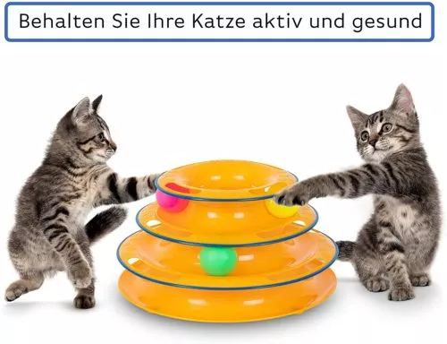 Dreifache Kugelbahn zur Beschäftigung für die Katze - interaktives Katzenspielzeug 